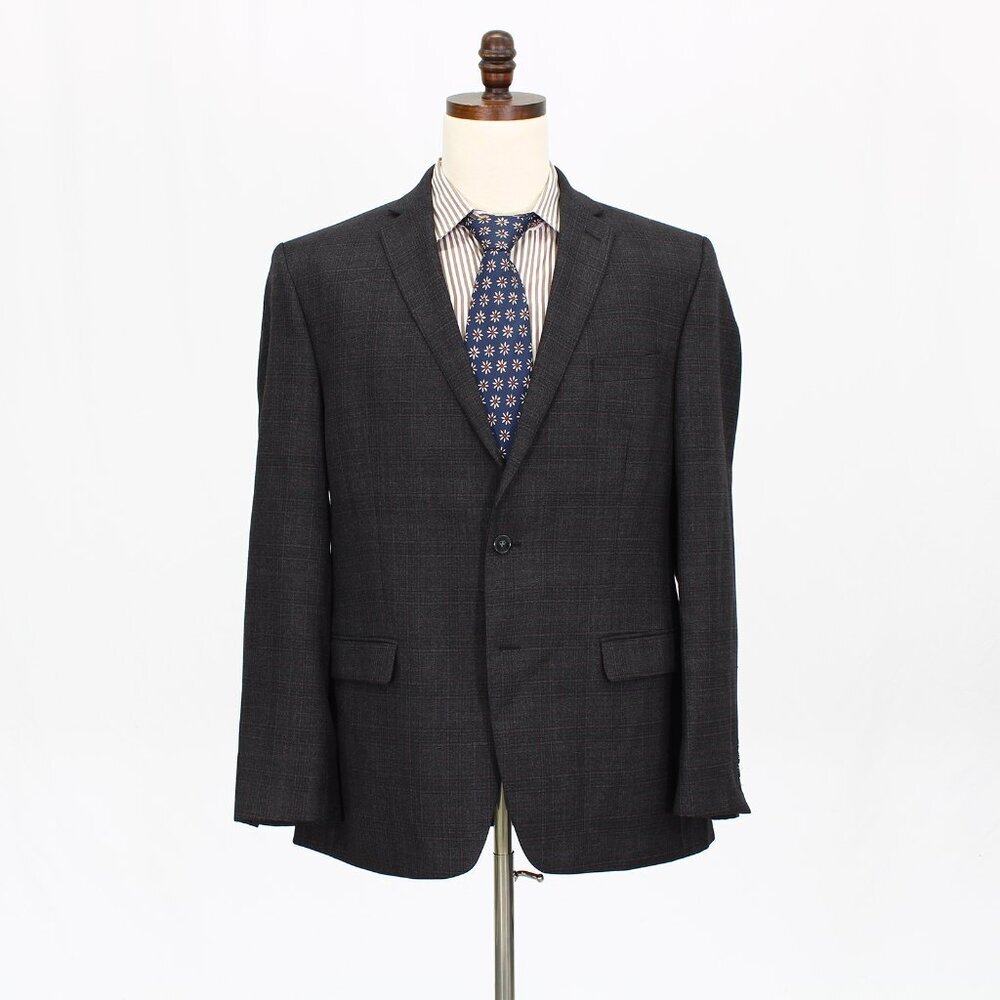 Calvin Klein 42L Brown Check 2-Button Sport Coat Blazer Jacket P338